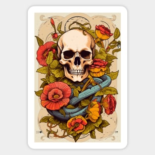 Blossom Bones - Trendsetting Floral Skull Tee Sticker